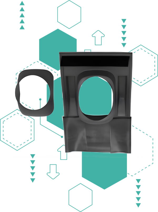Элемент из пластмассы для пересечения дымоходом/воздуховодом косой крыши черный